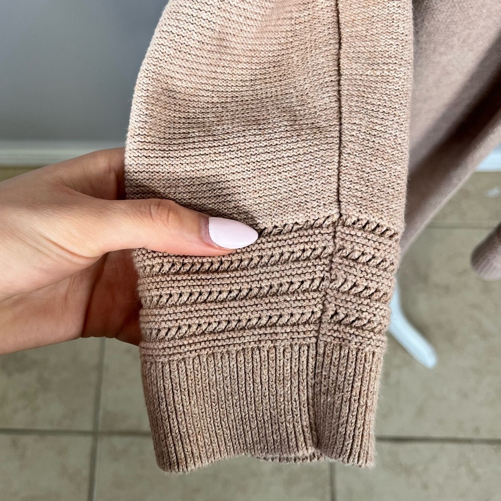 neutral longline open front knit cardigan L capsule wardrobe casual winter cozy - Picture 7 of 9